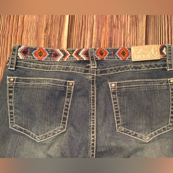 Rockin C Aztec waistband western jeans 30. Great used condition. Hems are fine. - Picture 5 of 8